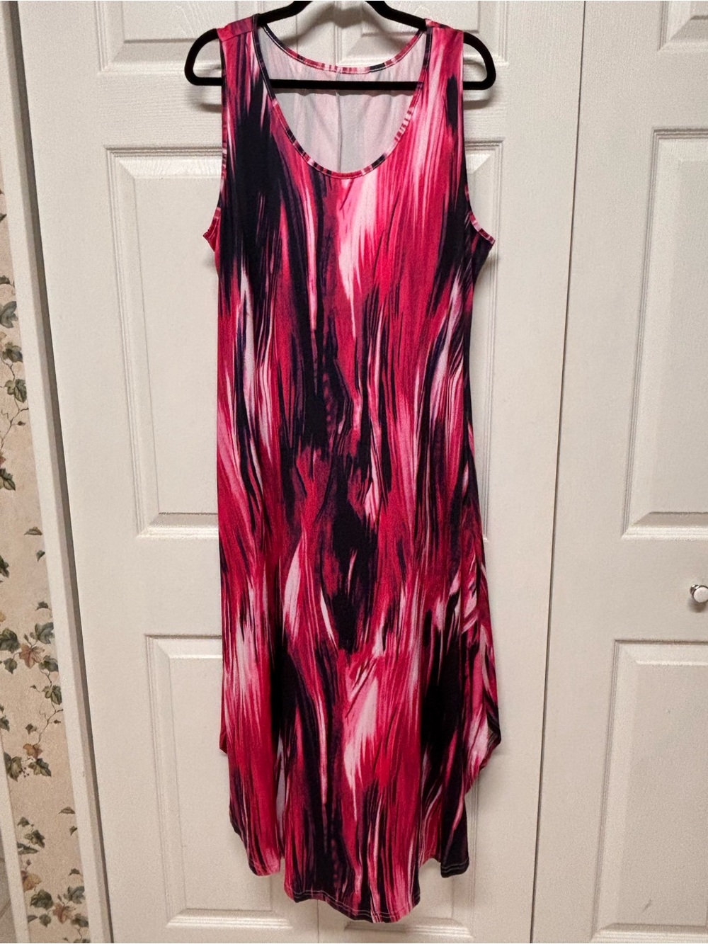 Sleeveless Pink Marble-Print Women’s Midi Dress